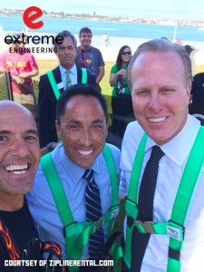Carter Schmeck with Ziplinerental.com and the Mayor of San Diego take a selfie.  